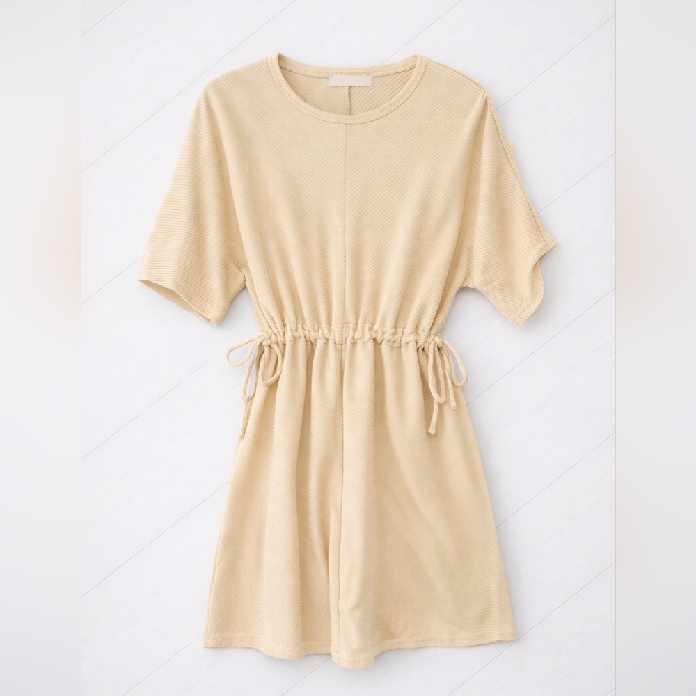 🌞 OAK + FORT Soft Yellow Short-Sleeve Mini Dress - size XS
